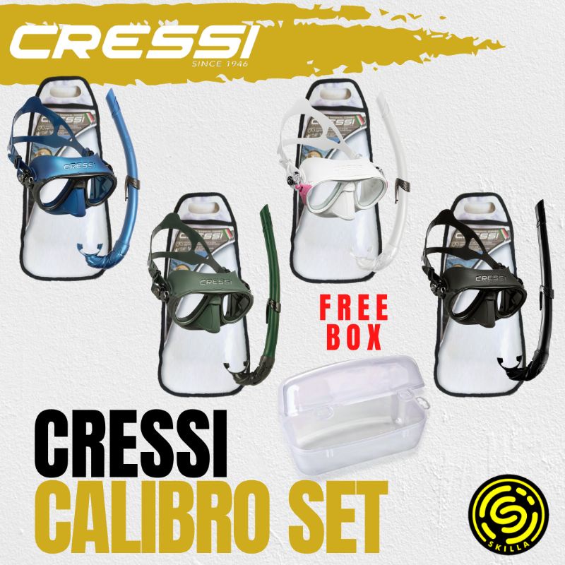 Cressi Calibro + Cressi Corsica Blue Sets, Free Cressi Snorkeling Bag