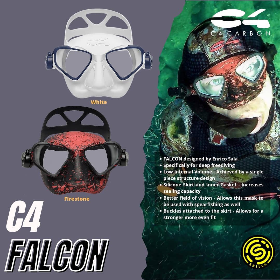 C4 Falcon White Low Volume Freediving Mask
