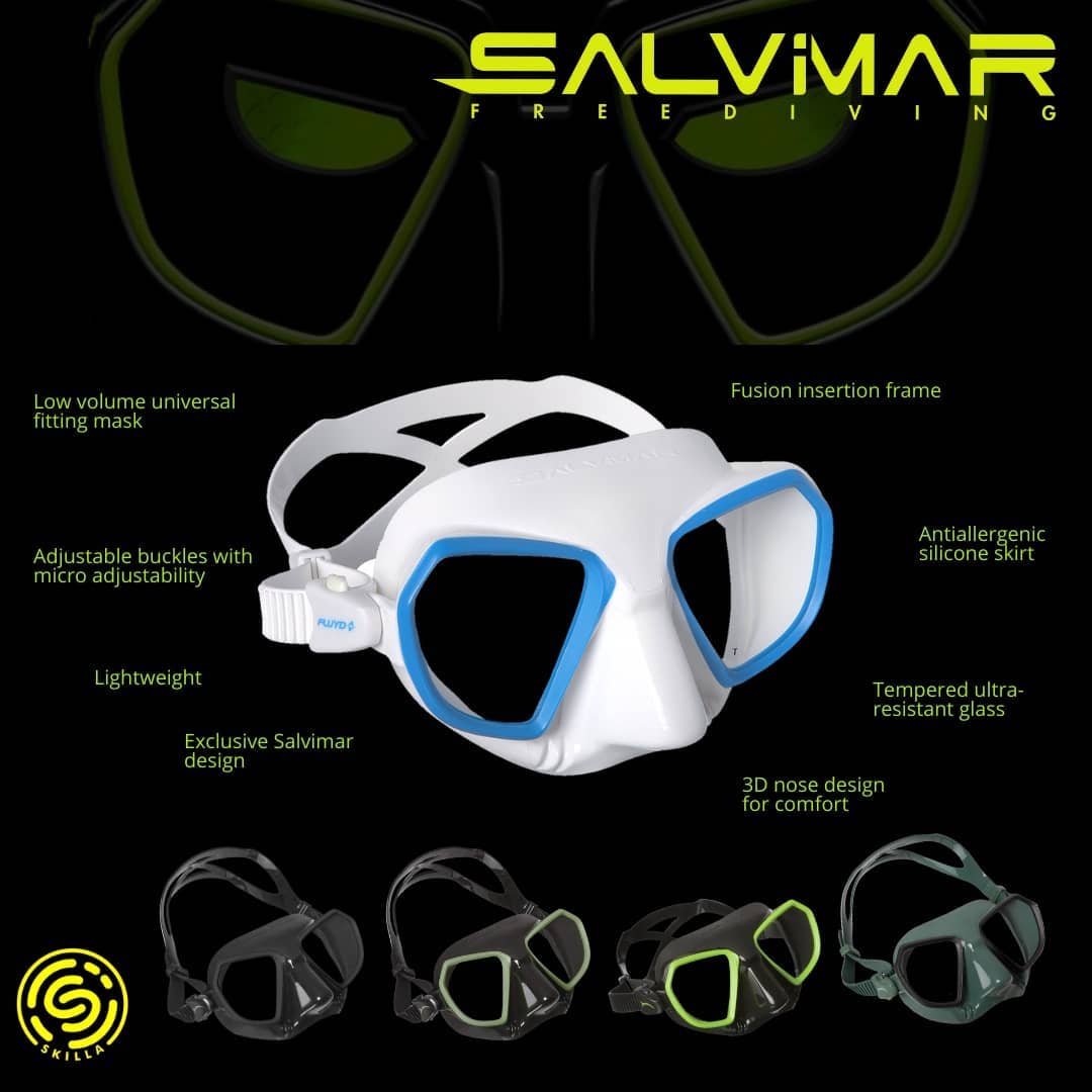 Salvimar Fluyd Noah White Blue Freediving Mask