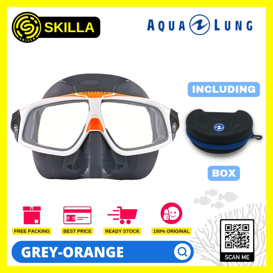 Aqualung Sphera X Gray-Orange Freediving Low Volume Mask