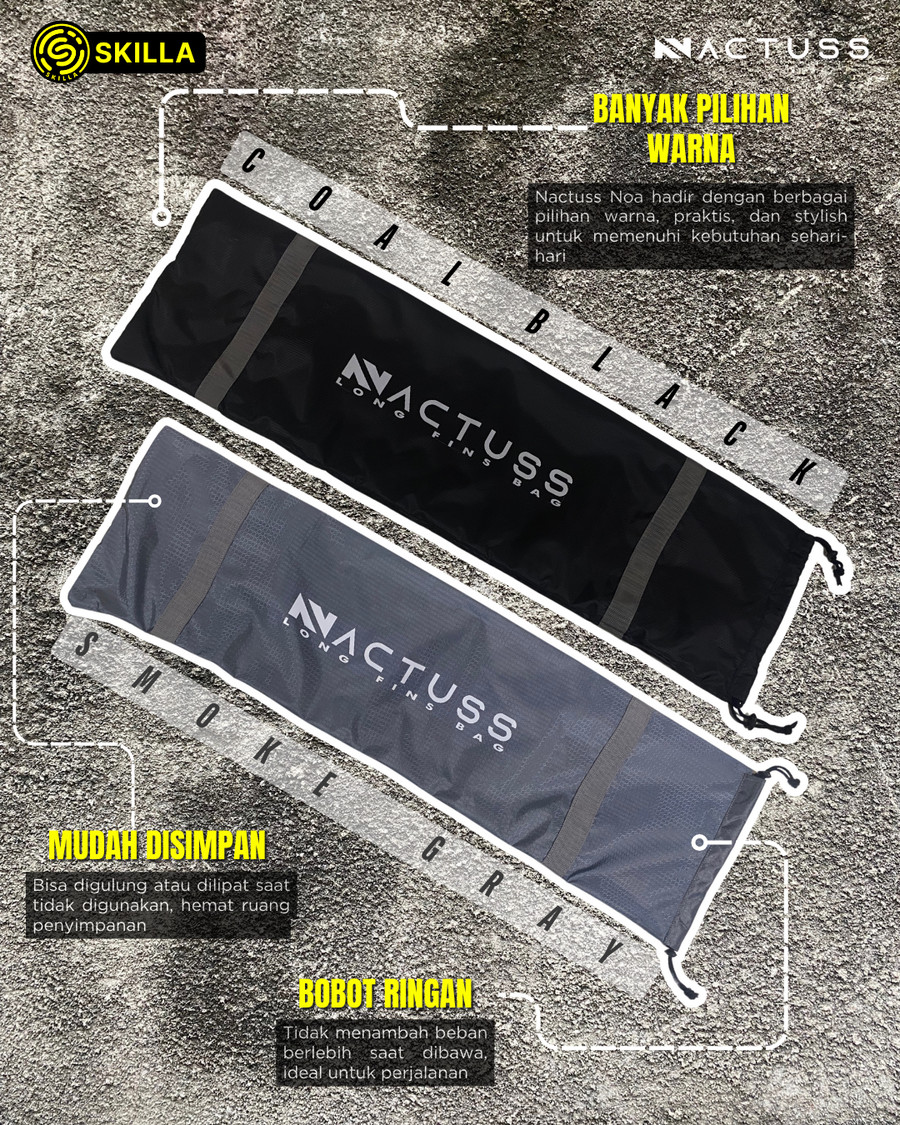 Nactuss Noa Long Fins Bag - Coal Black